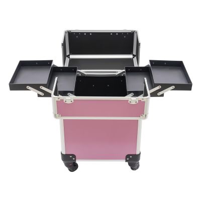 Ageanbri Makeup Train Case, Professional Rolling Makeup Train Case with 2 Keys, Portable Cosmetic Trolley Makeup Storage Organizer, Load Capacity 110.23 lbs, Large Barber Case Cosmetology
