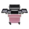 Ageanbri Makeup Train Case, Professional Rolling Makeup Train Case with 2 Keys, Portable Cosmetic Trolley Makeup Storage Organizer, Load Capacity 110.23 lbs, Large Barber Case Cosmetology view 1