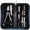 3 Swords Germany - brand quality 6 piece manicure pedicure grooming kit set for nail care with textile case jeans blue Made in Germany view 1