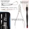 3 Swords Germany - brand quality 6 piece manicure pedicure grooming kit set for nail care with textile case jeans blue Made in Germany view 3