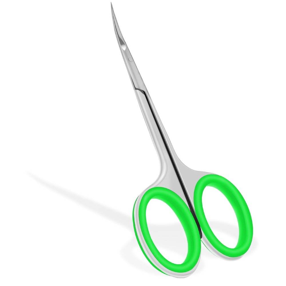 CGBE Cuticle Scissors, Professional 6-Blade Manicure Scissors, Stainless Steel Eyebrow Scissor, Cuticle Scissors Extra Fine Curved For Manicure, Eyelashes, Eyebrow, Toenail For Women And Men (Green)