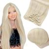 Full Shine Total 2 Packages Clip in Hair Extensions Real Human Hair Platinum Blonde Hair Extensions for Women 20 inch & 22 inch 7Pcs view 2