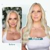 Full Shine Total 2 Packages Clip in Hair Extensions Real Human Hair Platinum Blonde Hair Extensions for Women 20 inch & 22 inch 7Pcs view 3