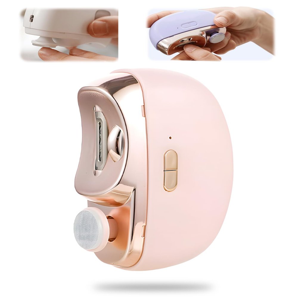 3 in 1 Automatic Electric Nail Clipper with Polishing, Electric Nail Clipper Electric Nail Trimmer with 2 Adjustable Speeds, Nail Cutter Automatic Nail Clipper for Seniors Baby Nail Care (A_Pink)