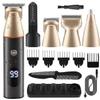 Waterproof Hair Trimmer Set, LCD Display, USB Rechargeable, Multiple Attachments for Hair, Beard, Body, Nose view 1