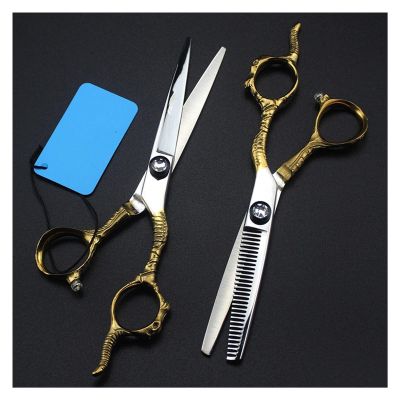 6 Inch Golden Dragon Handle Barber Scissors, Hairdressing & Thinning Shears, Professional Stainless Steel Beauty Scissors for Hair Salon, Home & Pet Grooming