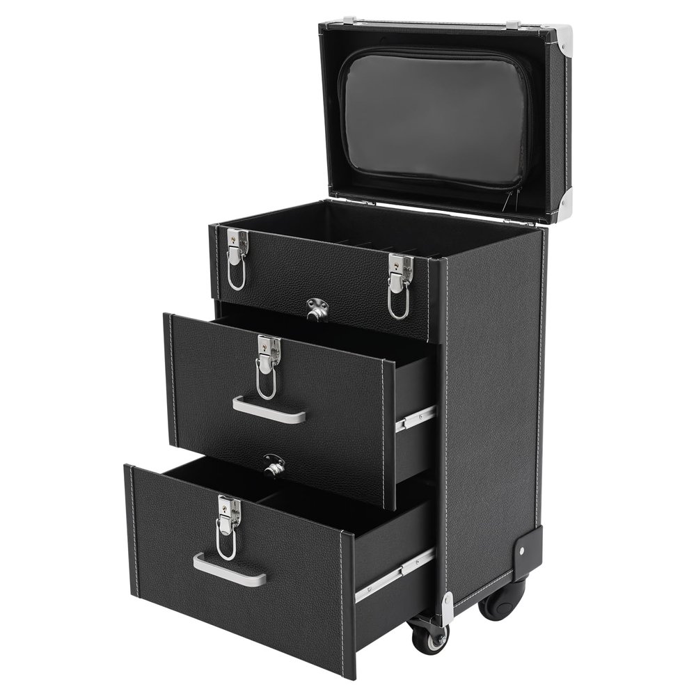 Ageanbri Makeup Train Case Large Storage Makeup Travel Case with Keys & 360 Swivel Wheels, Professional Makeup Case Cosmetic Train Cases w/Drawers, Make up Case for Nail Art/Hair Styling