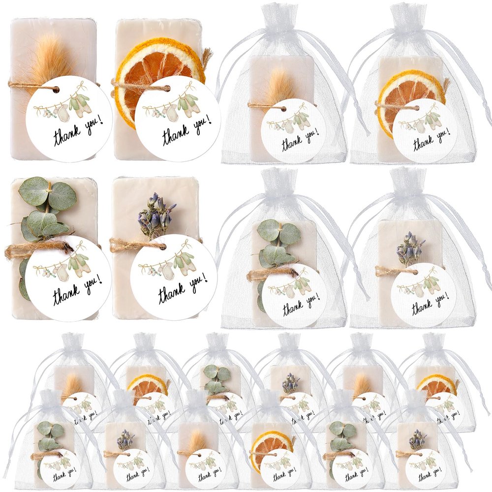Leelosp 24 Pcs Mini Eucalyptus Baby Shower Soap Party Favor Thank You Gift