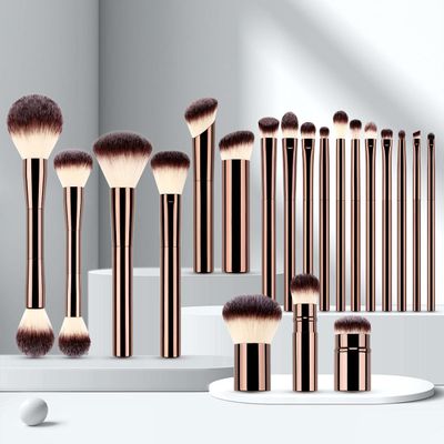20pcsProfessional Makeup Brush Set, Rose Gold handle, Synthetic Bristles