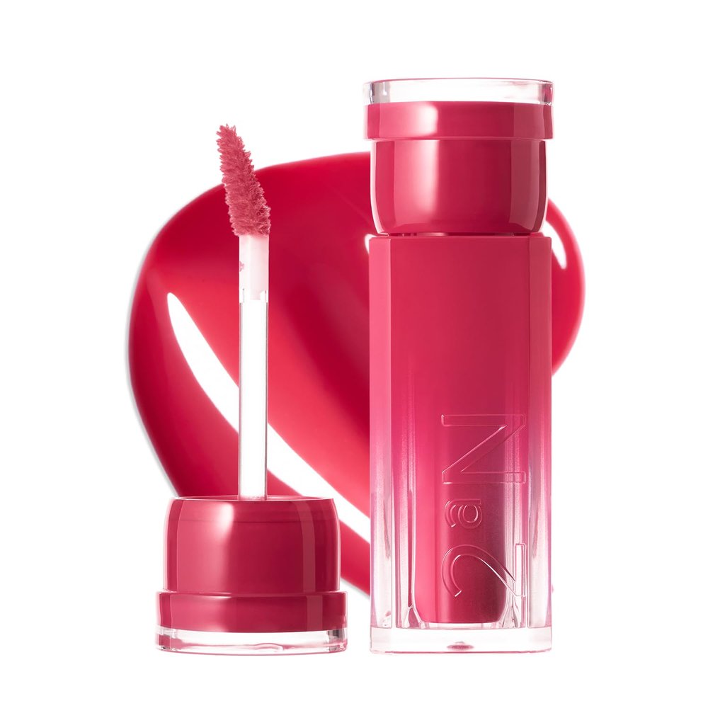 2aN Glaze Bouncing Tint Lightweight, Moisturizing Lip Tint with High-Shine Finish, Smooth, Light Plumping, Comfortable Wear, Korean Makeup (Cherry Bite, 0.16 oz)