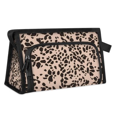 Hsnar Waterproof Cosmetic Bags for Women Leopard Prints Abstract Makeup Organizer Toiletry Bag with Zipper Pockets, Travel Makeup Bag for Business, Beach & Gym