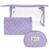 3Pcs Purple Toiletry Bag, Travel Makeup Cosmetic Cases Pouch Organizer with Zipper, Small Multifunctional Waterproof Beautiful Cosmatic Pencil Storage Purse Bags Set Large Capacity for Bathroom Women view 1