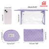 3Pcs Purple Toiletry Bag, Travel Makeup Cosmetic Cases Pouch Organizer with Zipper, Small Multifunctional Waterproof Beautiful Cosmatic Pencil Storage Purse Bags Set Large Capacity for Bathroom Women view 2