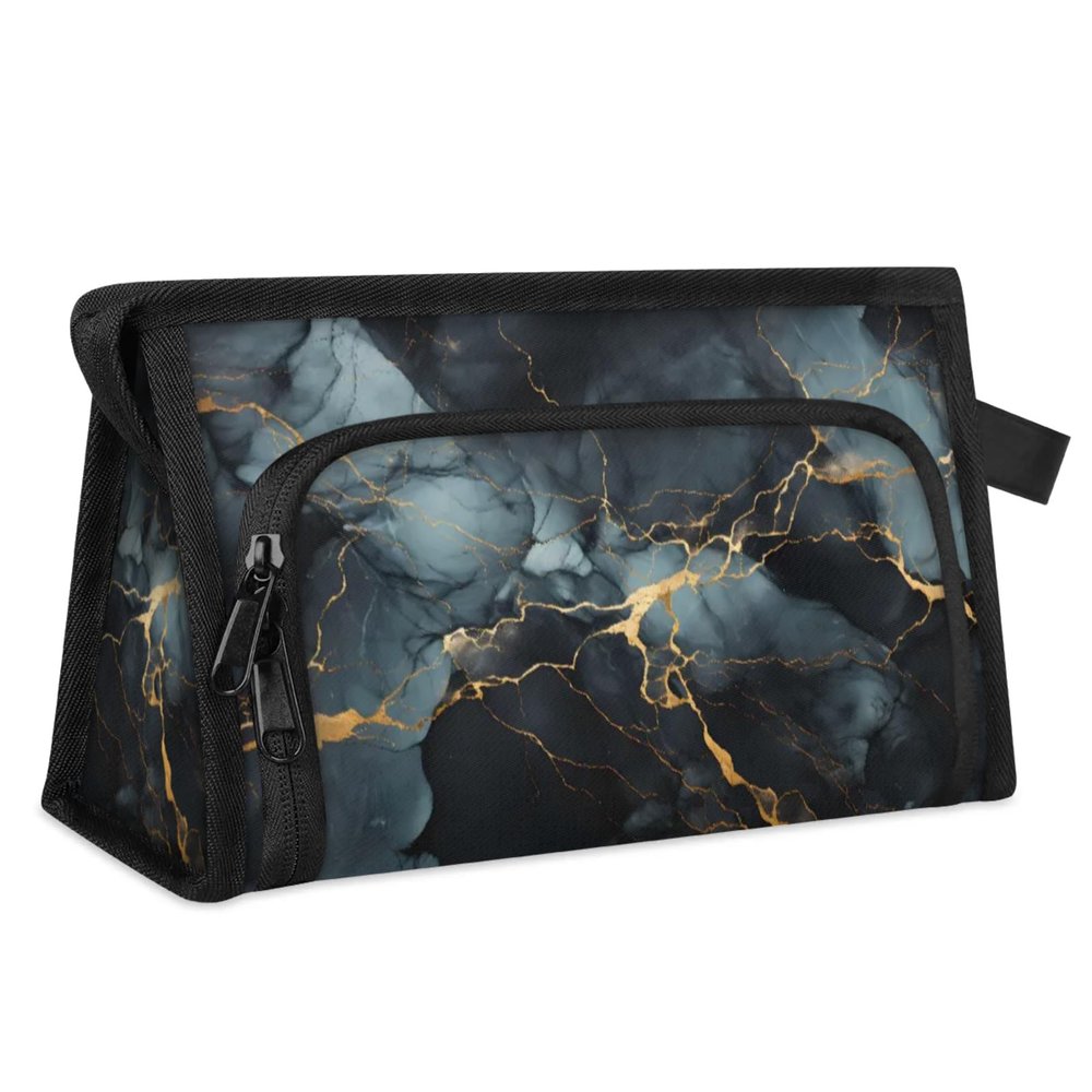 Hsnar Waterproof Cosmetic Bags for Women Plain Marble Pattern Makeup Organizer Toiletry Bag with Zipper Pockets, Travel Makeup Bag for Business, Beach & Gym