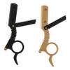 FRCOLOR 2pcs Manual Beard Shaver and Finger Razor Barber Shaving Tool for Precise Grooming Suitable for Men Facial Hair and Eyebrow Trimming Gold Black view 1