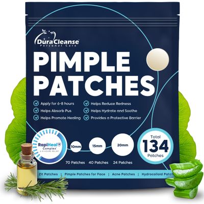 Pimple Patches for Face - 134 Count Hydrocolloid Acne Patches - Zit, Blemish, Cystic Acne Dots & Dark Spot Treatment - Invisible Clear Pimple Patch Stickers for Forehead, Chin, Nose, 3 Sizes (S, M, L)
