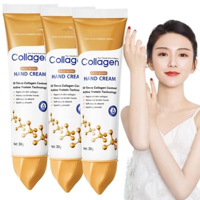 kunbry Collagen Anti-Aging Hand Cream,10 Times Collagen Content,Replenishes Skin Collagen Moisturizes Hands,Collagen Hand Cream (3pc)