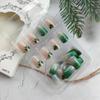 24Pcs St. Patrick's Day Press on Nails Short Square Fake Nails Gold Green Glitter French Tip Press ons Designs Shamrock False Nails Spring Artificial Glue on Nails Clover Acrylic Nails for Women Girls view 3