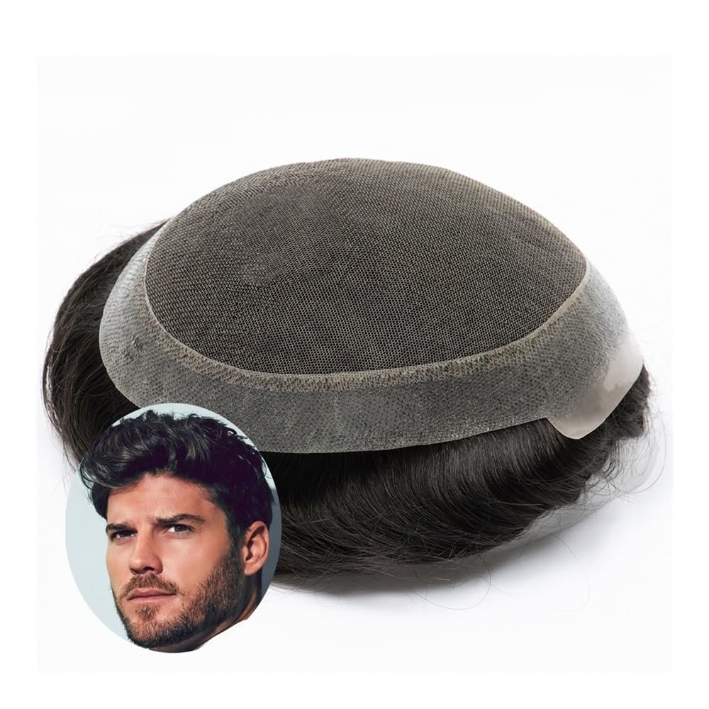 WOAITIANTIAN Mens Toupee Durable Australia Lace Base Men's Hair Prosthesis 100% Human Hair Systems Unit Invisible Swiss Lace Men Toupee Men Hairpiece Wig Wigs(Light Aah Blode,8x10)