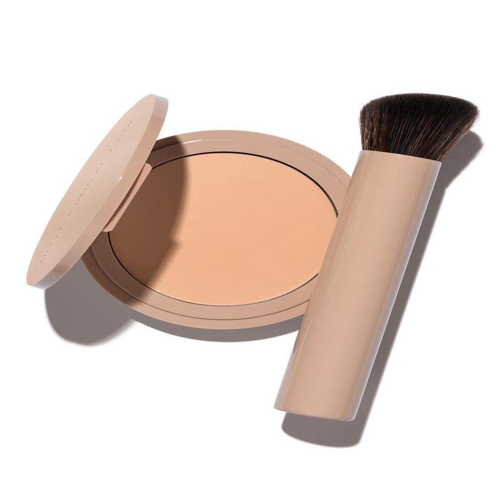 No Makeup Makeup Foundation + Brush Duo, Cream-Balm Formula Conceals, Corrects, and Camouflages with Skin-Tone Adaptive Flexshade Technology, Buildable, Long-Lasting, Cruelty-Free, Vegan, Fair