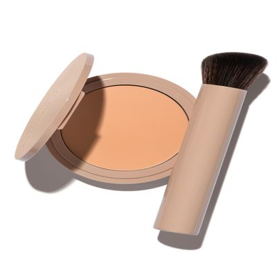 No Makeup Makeup Foundation + Brush Duo, Cream-Balm Formula Conceals, Corrects, and Camouflages with Skin-Tone Adaptive Flexshade Technology, Buildable, Long-Lasting, Cruelty-Free, Vegan, Light