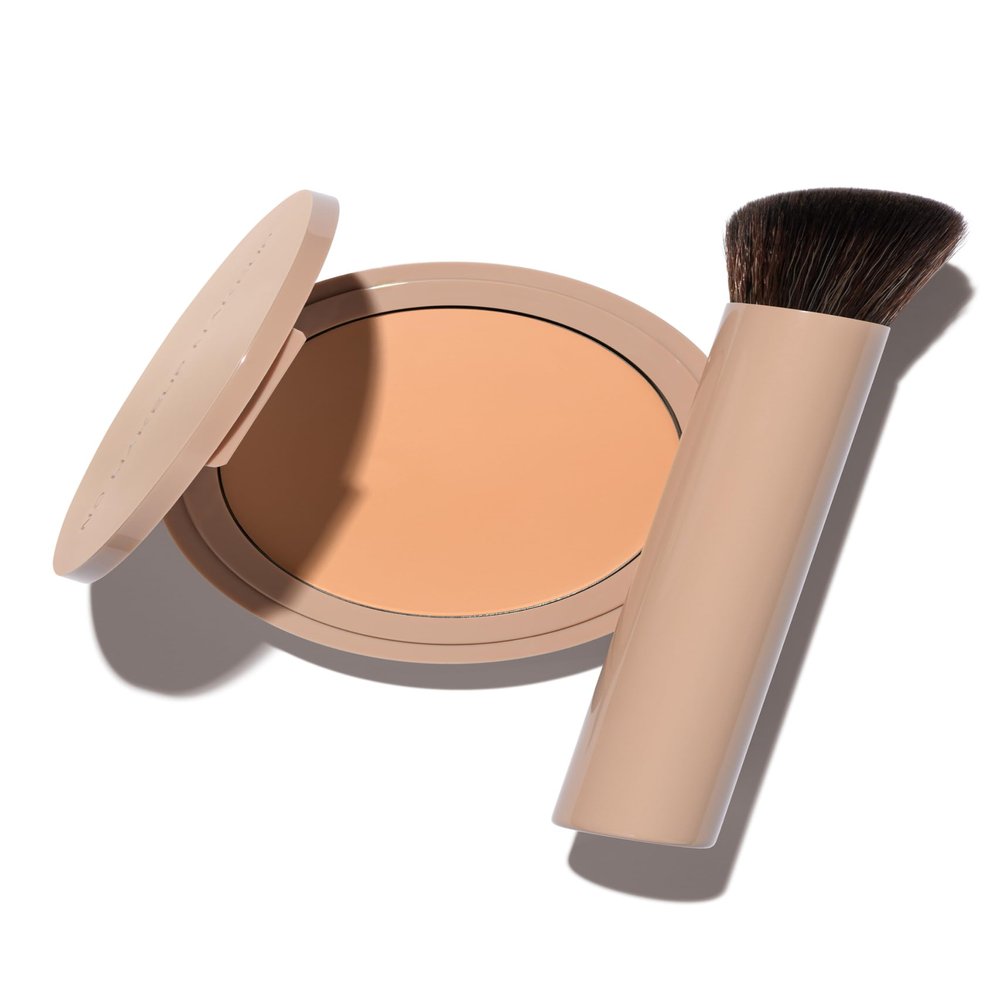 No Makeup Makeup Foundation + Brush Duo, Cream-Balm Formula Conceals, Corrects, and Camouflages with Skin-Tone Adaptive Flexshade Technology, Buildable, Long-Lasting, Cruelty-Free, Vegan, Light