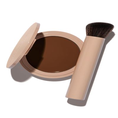No Makeup Makeup Foundation + Brush Duo, Cream-Balm Formula Conceals, Corrects, and Camouflages with Skin-Tone Adaptive Flexshade Technology, Buildable, Long-Lasting, Cruelty-Free, Vegan, Deep