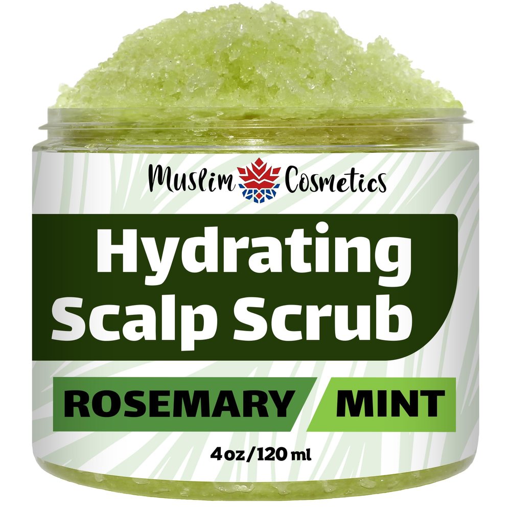 Rosemary & Mint Hydrating Scalp scrub | 100% Natural Dead Sea salt scrub for the scalp | Apple cider vinegar | Pomegranate extract || Made in Canada - Muslim Cosmetics - Rosemary Mint Scalp Scrub 4oz
