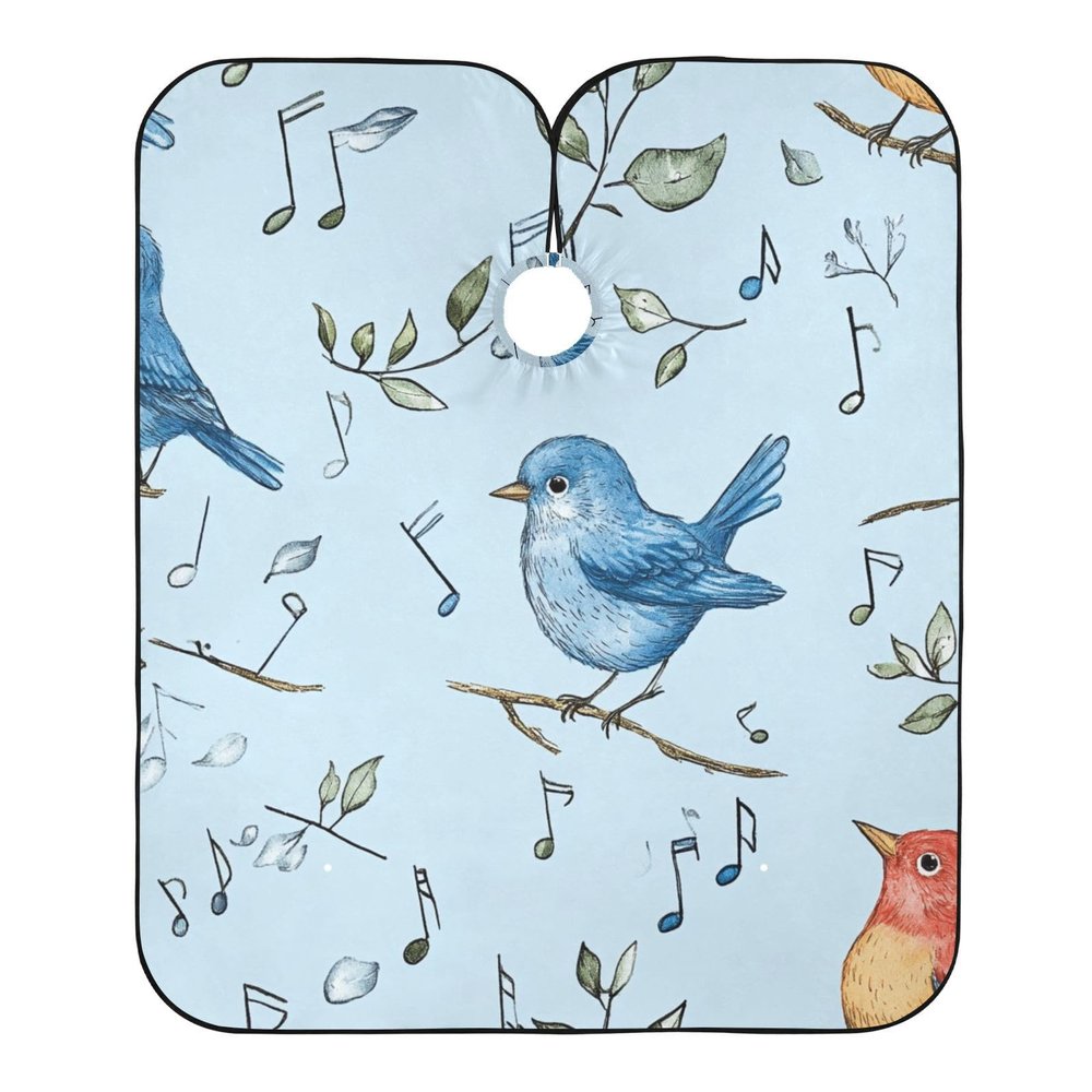 ALAZA Birds Musical Notes Barber Cape for Men Women, Waterproof Haircut Apron Beard Shaving Bib Hair Cutting Cloth 55 x 65 Inch