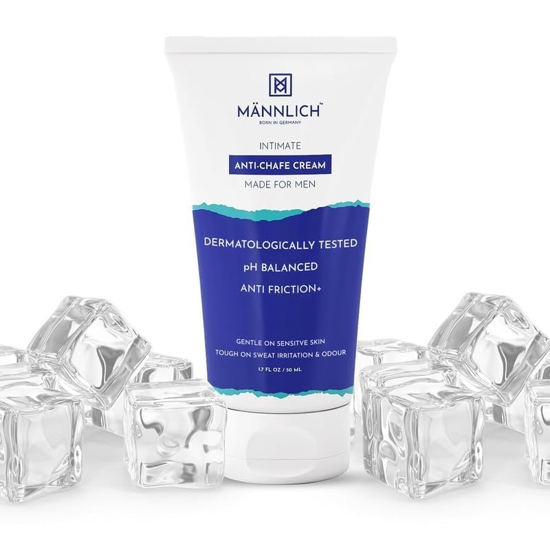Mannlich Anti Chafing Cream for Men, Anti-Rash Cream for Intimate Areas, Reduces Inner Thigh Rashes from Sports and Fitness Activities, Prevents from Sweat, Odor.