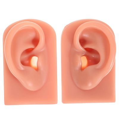 Healeved 2pcs Silicone Simulation Ear Models for Piercing Practice Realistic Dummy Ears for Training Deep Skin Tone Reusable Soft Silicone Material for Students and Professionals