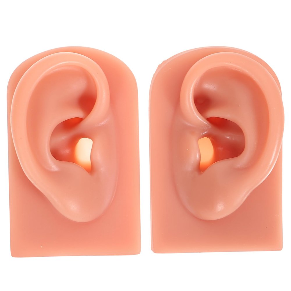 Healeved 2pcs Silicone Simulation Ear Models for Piercing Practice Realistic Dummy Ears for Training Deep Skin Tone Reusable Soft Silicone Material for Students and Professionals