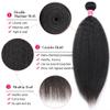 Aelinsi Brazilian Hair Kinky Straight Bundle for Black Women 12A 100% Unprocessed Virgin Hair Yaki Straight One Bundle 20 Inch Double Weft Wet 150% Density view 3