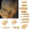 (15 pieces) Gold metal Starfish hairpin Pearl Hairpin Flower broken hairpin comb High sense duck beak clip for women girl brides bridesmaids hair accessories view 1
