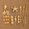 (15 pieces) Gold metal Starfish hairpin Pearl Hairpin Flower broken hairpin comb High sense duck beak clip for women girl brides bridesmaids hair accessories view 3