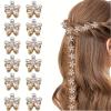 12 Pcs Small Mini Pearl Hair Claw Clips with Flower Design Pins Artificial Bangs Clips Decorative Hair Accessories for Women Girls Kids view 1