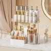 2 Tier Makeup Organizer, 360 Rotatable Cosmetic Storage Box, Large Capacity Countertop Organizer for Bathroom, Dressing Table, Skincare Products, Perfumes, Easy to Install, Ideal Gift (White) view 1