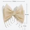 2 colors Korean version small fragrant style high ponytail top clip spring clip hair accessory fashionable temperament tassel rhinestone handmade bow hair clip (apricot) view 2