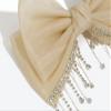 2 colors Korean version small fragrant style high ponytail top clip spring clip hair accessory fashionable temperament tassel rhinestone handmade bow hair clip (apricot) view 3