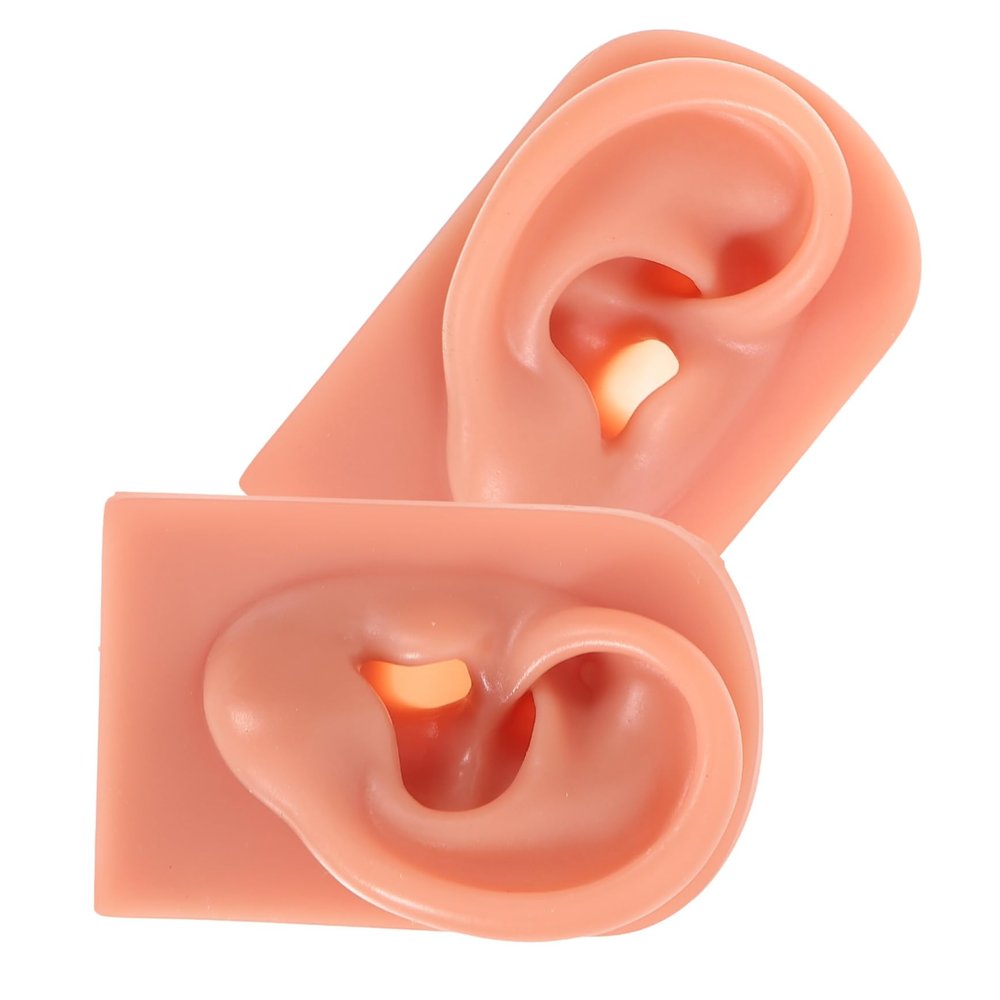 minkissy 2pcs Silicone Ear Piercing Models for Practice Realistic Training Ear Dummies for Students Professionals High-simulation Soft Models Teaching Supplies for Piercing Techniques