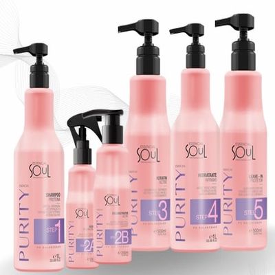 essencial soul ESSENCIALSOUL Purity Hair Reconstructor Treatment Set, 5 Steps Professional System,