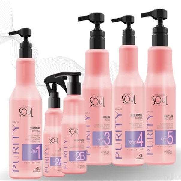 essencial soul ESSENCIALSOUL Purity Hair Reconstructor Treatment Set, 5 Steps Professional System,