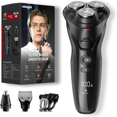 Precision Men's Shaver: The Strategist Waterproof Razor with Adjustable Speeds, Integrated Nose Hair Trimmer, and Cordless Convenience - Deep Grey