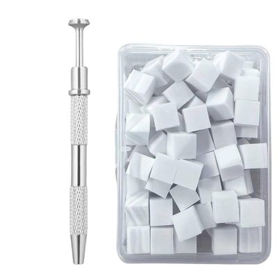 100-Piece Soft Nail Art Sponges for Ombre  Includes Grabbing Pen & Brush for Gradient Manicure Designs (White)
