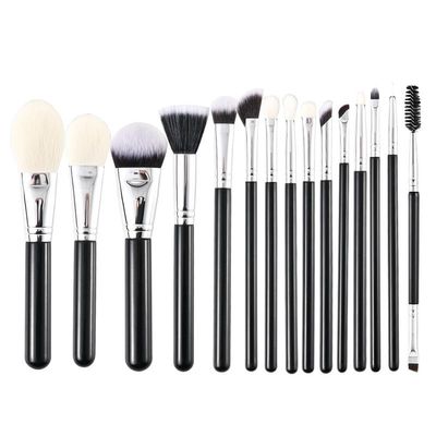 15 pieces of animal hair makeup brush sets commonly used by makeup artists in makeup schools, complete set of real hair makeup tools(15 makeup brushes)