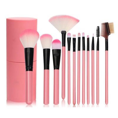 12pcs makeup brush barrel brushes, beginner makeup brushes, foundation and blush brushes, multi-purpose beauty tools(Pink)