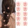 10 Pcs Sweet Mini Cute Flower-Shaped Hair Clips, Crystal Rhinestone Petal Small Hair Claw Clips Fashion Long Braid Hairstyles for Women Hair Accessories (Pink) view 1