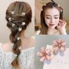 10 Pcs Sweet Mini Cute Flower-Shaped Hair Clips, Crystal Rhinestone Petal Small Hair Claw Clips Fashion Long Braid Hairstyles for Women Hair Accessories (Pink) view 2