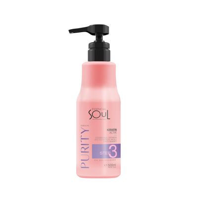 ESSENCIAL SOUL Purity Keratin Active Treatment Step 3, pH Balanced Hair Care, 16.91 fl oz, Pink