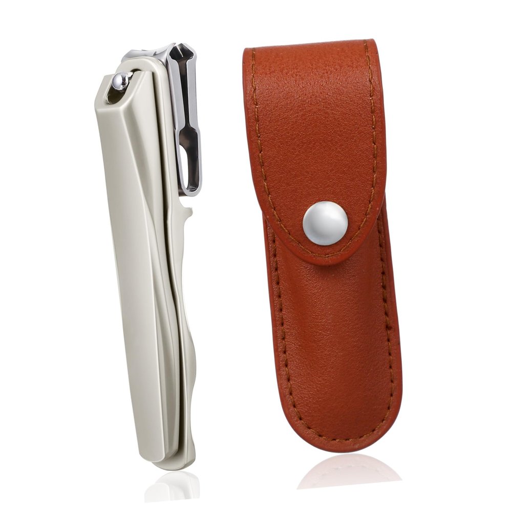 MUSISALY 360 Degree Rotatable Nail Clipper Set with Leather Case Ergonomic Fingernail Trimmer for Men and Women for Travel and Grooming